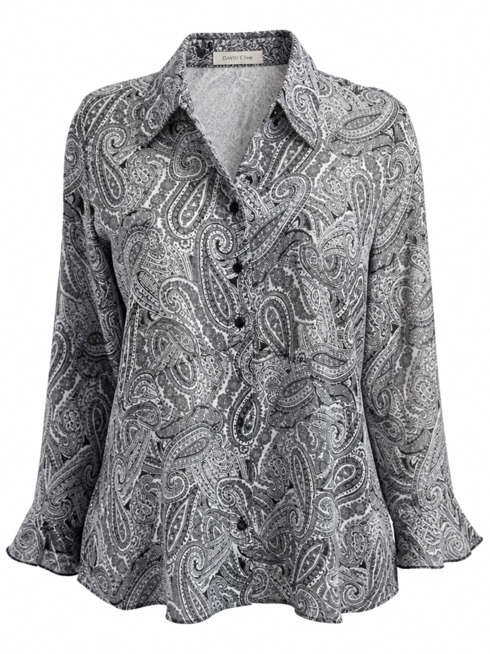 NorthStyle Black Paisley Button-Front Women's Top #206